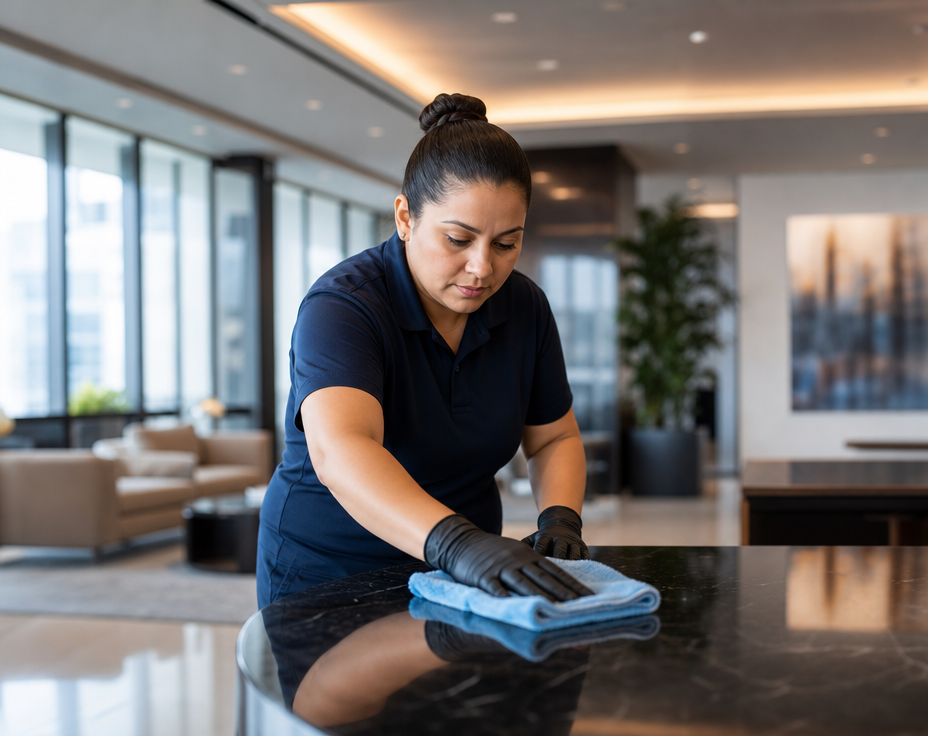 Detailed care of a professional commercial workspace