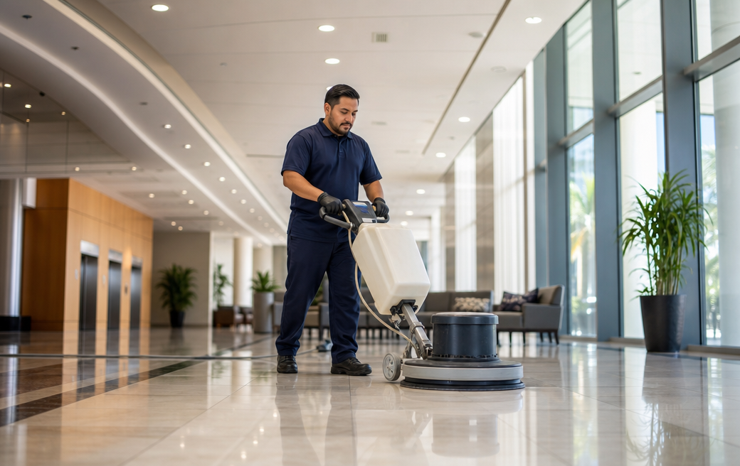 Hard floor maintenance in a commercial building