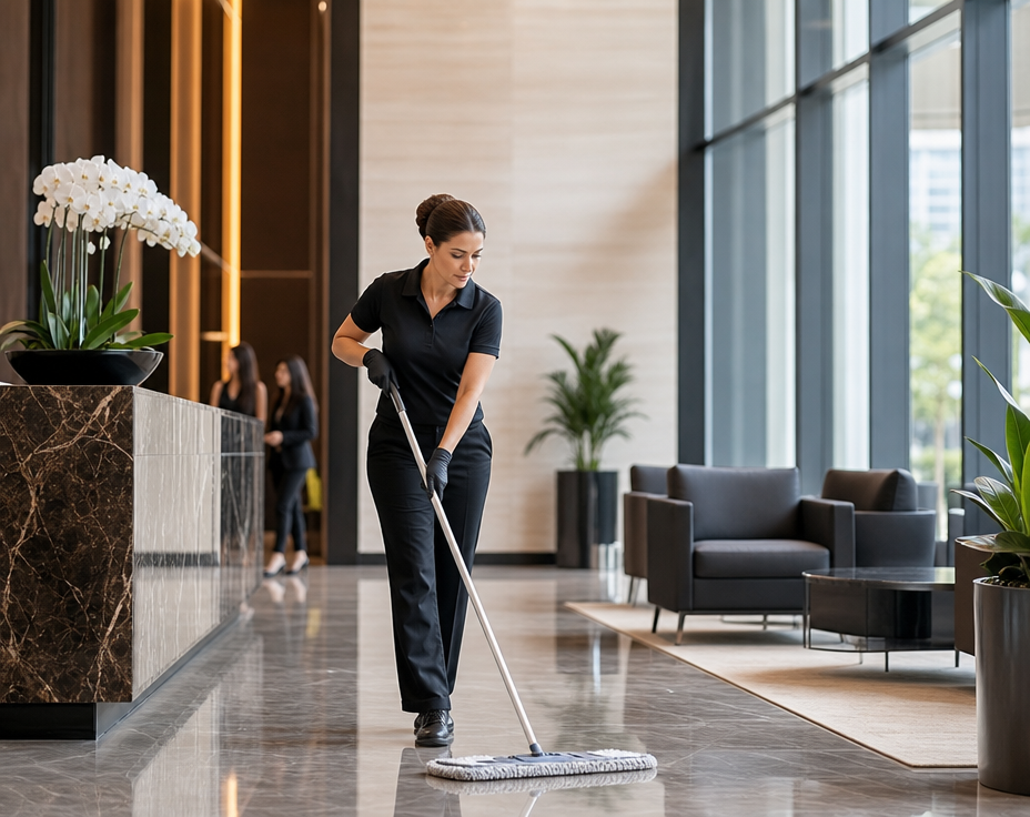 Professional corporate lobby maintained to a high standard