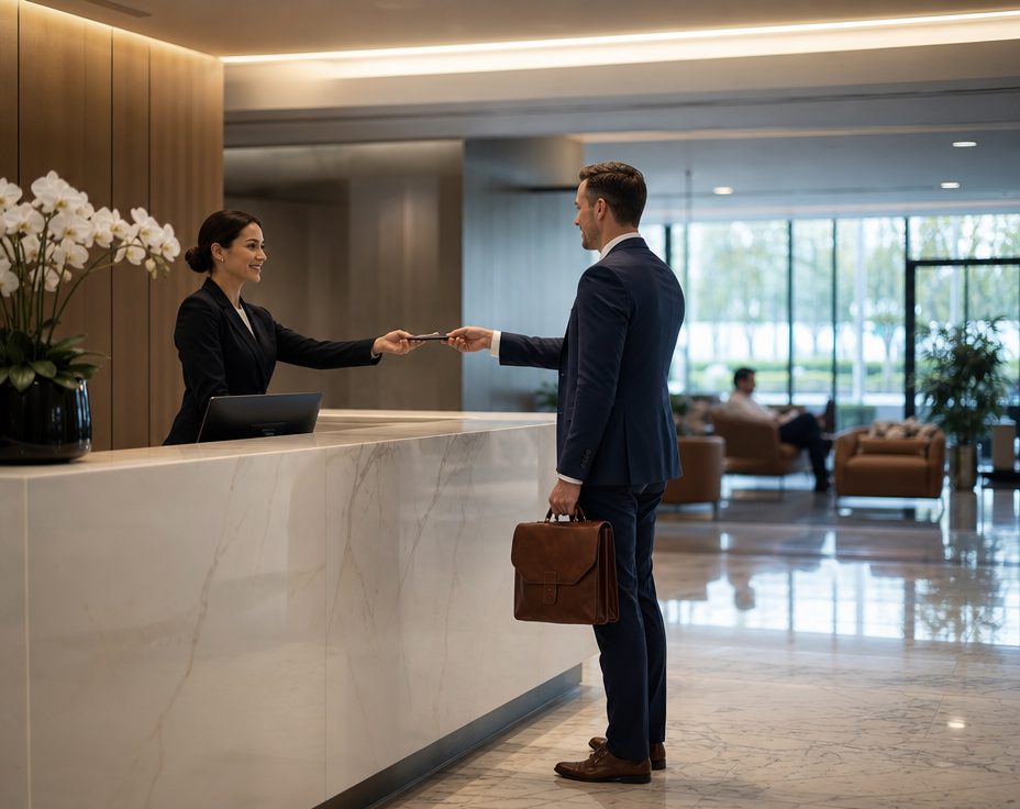 Welcoming and well-maintained corporate reception environment