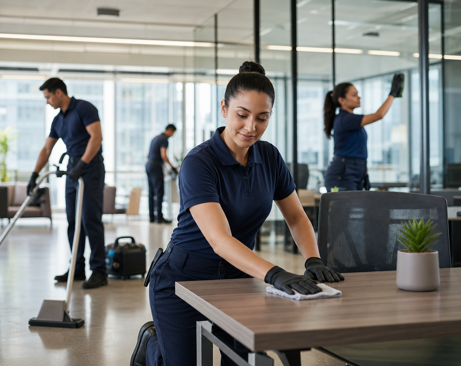 Crown Facility Services team caring for a commercial office environment